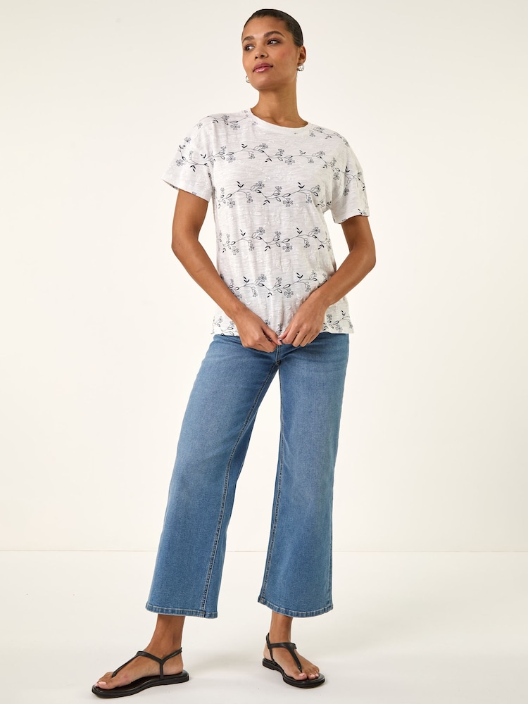 Roman White Floral Puff Print T-Shirt - Image 2 of 5