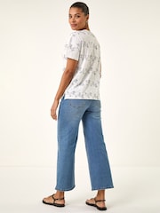 Roman White Floral Puff Print T-Shirt - Image 3 of 5