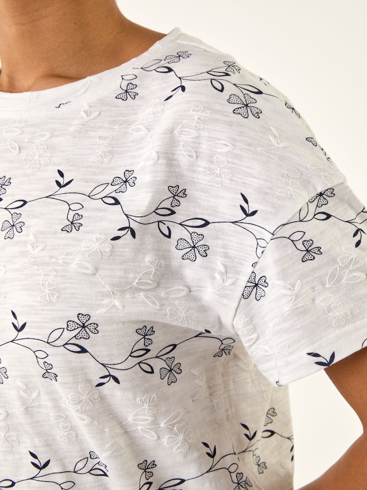 Roman White Floral Puff Print T-Shirt - Image 5 of 5