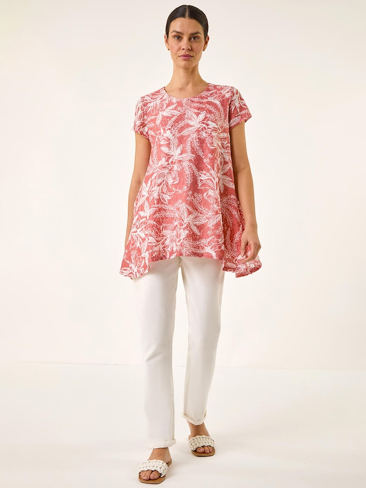 Roman Orange Printed Lace Hanky Hem Top - Image 2 of 5