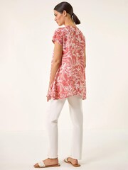 Roman Orange Printed Lace Hanky Hem Top - Image 3 of 5