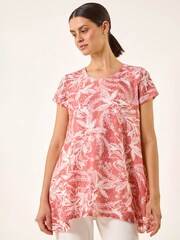 Roman Orange Printed Lace Hanky Hem Top - Image 4 of 5