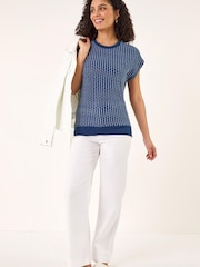 Roman Blue Textured Stretch T-Shirt - Image 2 of 5