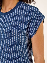 Roman Blue Textured Stretch T-Shirt - Image 5 of 5