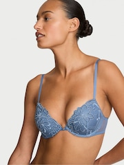 Victoria's Secret Denim Blue Push Up Embroidery Bra - Image 1 of 2