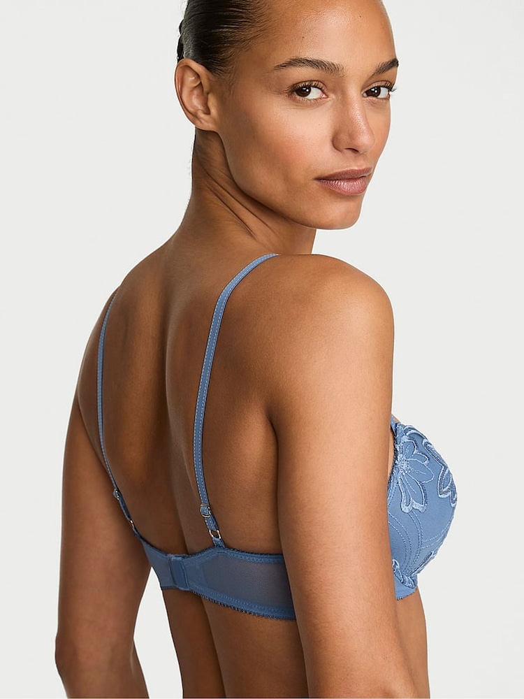 Victoria's Secret Denim Blue Push Up Embroidery Bra - Image 2 of 2