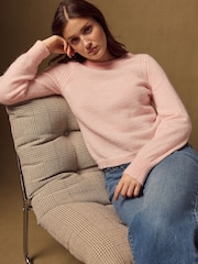 Blush Pink Crew Neck Long Sleeve Knitted Jumper - Image 3 of 7