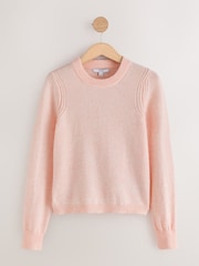 Blush Pink Crew Neck Long Sleeve Knitted Jumper - Image 5 of 7