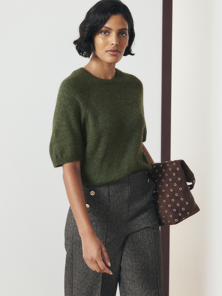 ירוק חאקי - Knitted Short Sleeve Jumper - תמונה 1 מתוך 8 ירוק חאקי - Knitted Short Sleeve Jumper - תמונה 1 מתוך 8