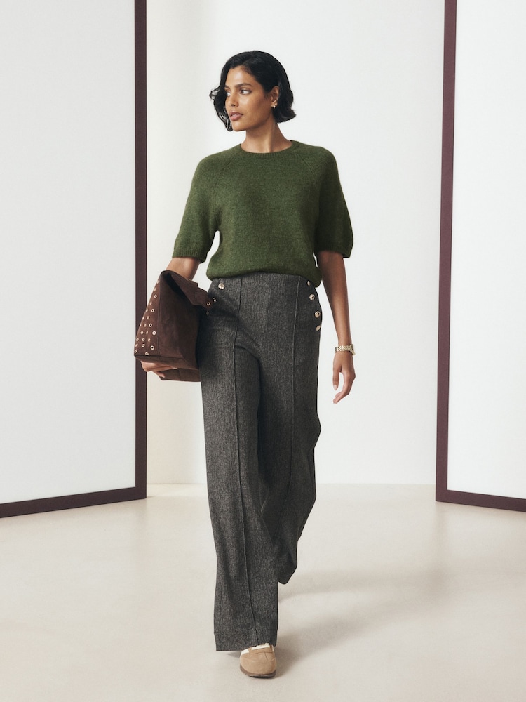 ירוק חאקי - Knitted Short Sleeve Jumper - תמונה 2 מתוך 8 ירוק חאקי - Knitted Short Sleeve Jumper - תמונה 2 מתוך 8