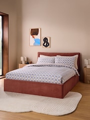 MADE.COM Brick Red Velvet Harlow Ottoman Storage Bed - Image 1 of 6