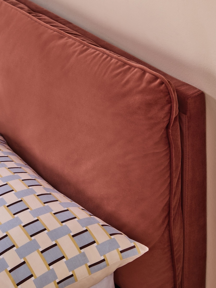 MADE.COM Brick Red Velvet Harlow Ottoman Storage Bed - Image 2 of 6 MADE.COM Brick Red Velvet Harlow Ottoman Storage Bed - Image 2 of 6