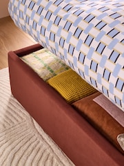 MADE.COM Brick Red Velvet Harlow Ottoman Storage Bed - Image 3 of 6