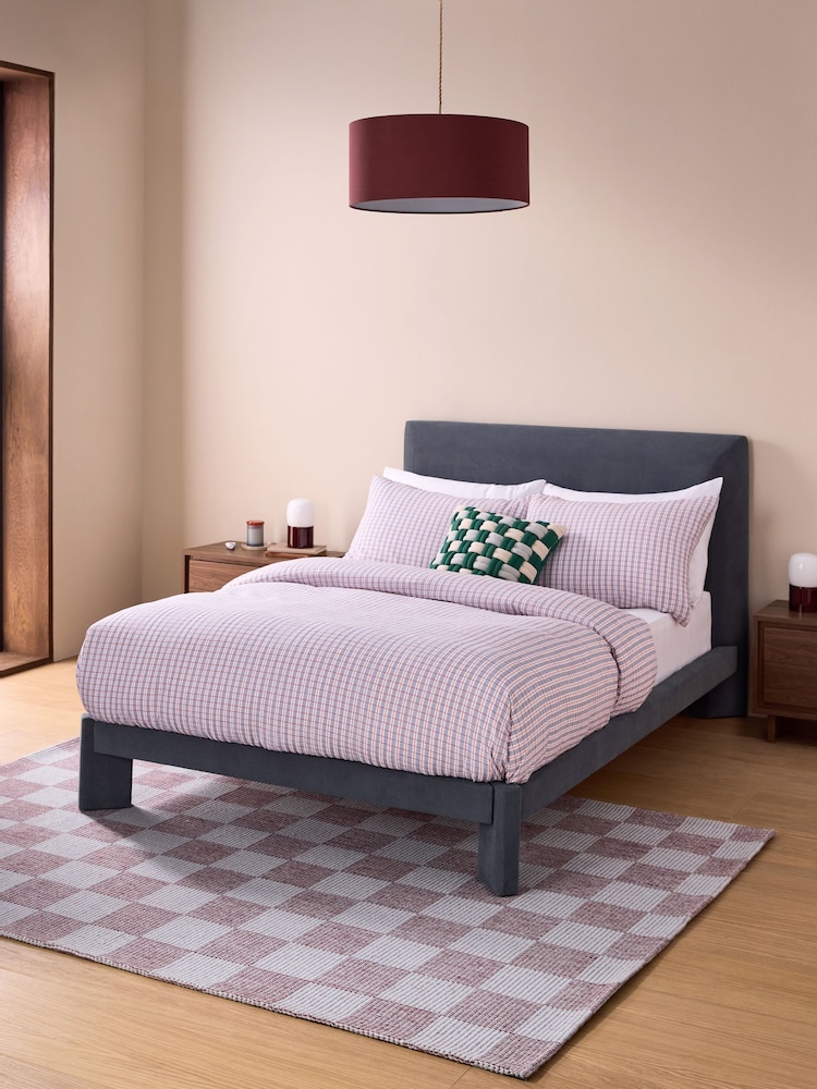 MADE.COM Navy Blue Brushed Plain Kyna Bed - Image 1 of 5 MADE.COM Navy Blue Brushed Plain Kyna Bed - Image 1 of 5