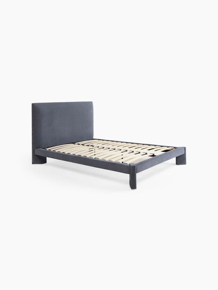 MADE.COM Navy Blue Brushed Plain Kyna Bed - Image 5 of 5 MADE.COM Navy Blue Brushed Plain Kyna Bed - Image 5 of 5