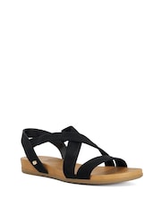 Dune London Black Standard Fit Landies Cross Strap Comfort Flat Sandals - Image 2 of 5