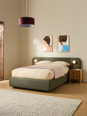 MADE.COM Forest Green Boucle Hanson Ottoman Storage Hotel Bed - Image 1 of 6
