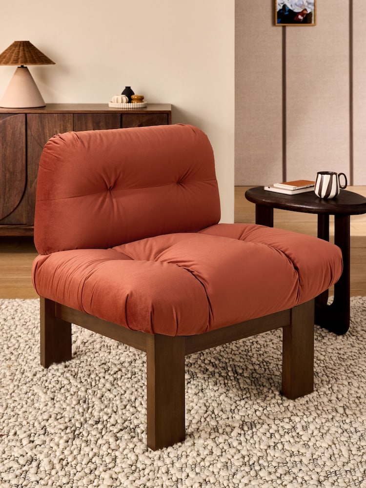 MADE.COM Brick Red Velvet Fran Accent Chair - Image 1 of 5 MADE.COM Brick Red Velvet Fran Accent Chair - Image 1 of 5