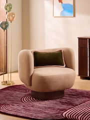 MADE.COM Cotton Linen Blend Tea Rose Pink Novara Swivel Accent Chair - Image 1 of 5