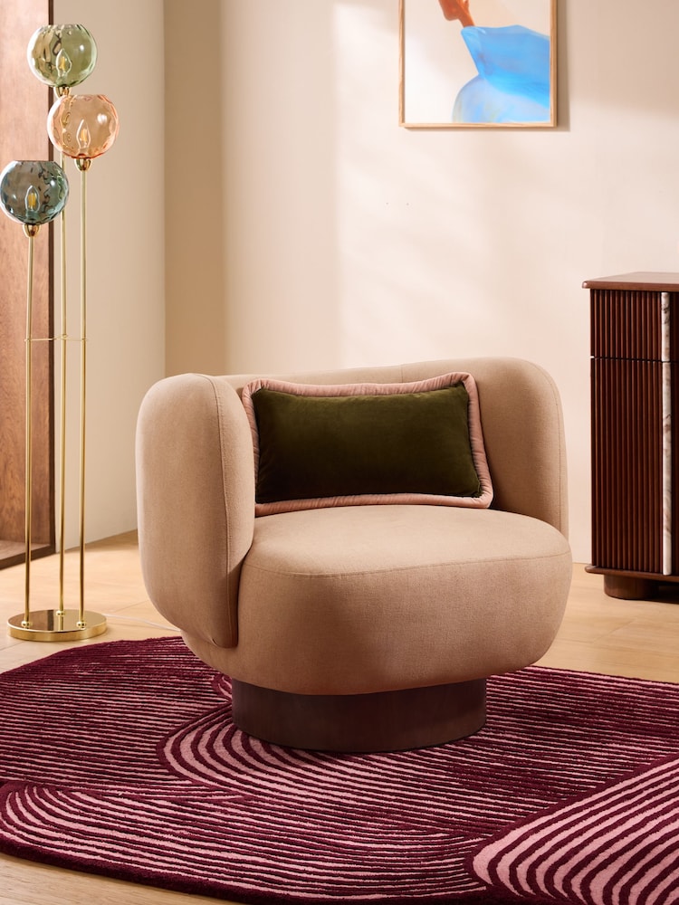 MADE.COM Cotton Linen Blend Tea Rose Pink Novara Swivel Accent Chair - Image 1 of 5 MADE.COM Cotton Linen Blend Tea Rose Pink Novara Swivel Accent Chair - Image 1 of 5
