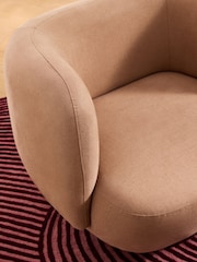 MADE.COM Cotton Linen Blend Tea Rose Pink Novara Swivel Accent Chair - Image 2 of 5
