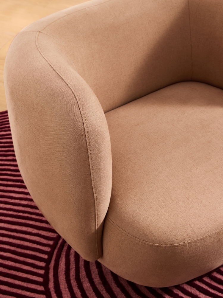 MADE.COM Cotton Linen Blend Tea Rose Pink Novara Swivel Accent Chair - Image 2 of 5 MADE.COM Cotton Linen Blend Tea Rose Pink Novara Swivel Accent Chair - Image 2 of 5