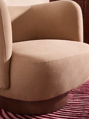 MADE.COM Cotton Linen Blend Tea Rose Pink Novara Swivel Accent Chair - Image 3 of 5