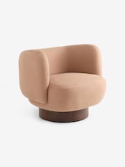 MADE.COM Cotton Linen Blend Tea Rose Pink Novara Swivel Accent Chair - Image 4 of 5