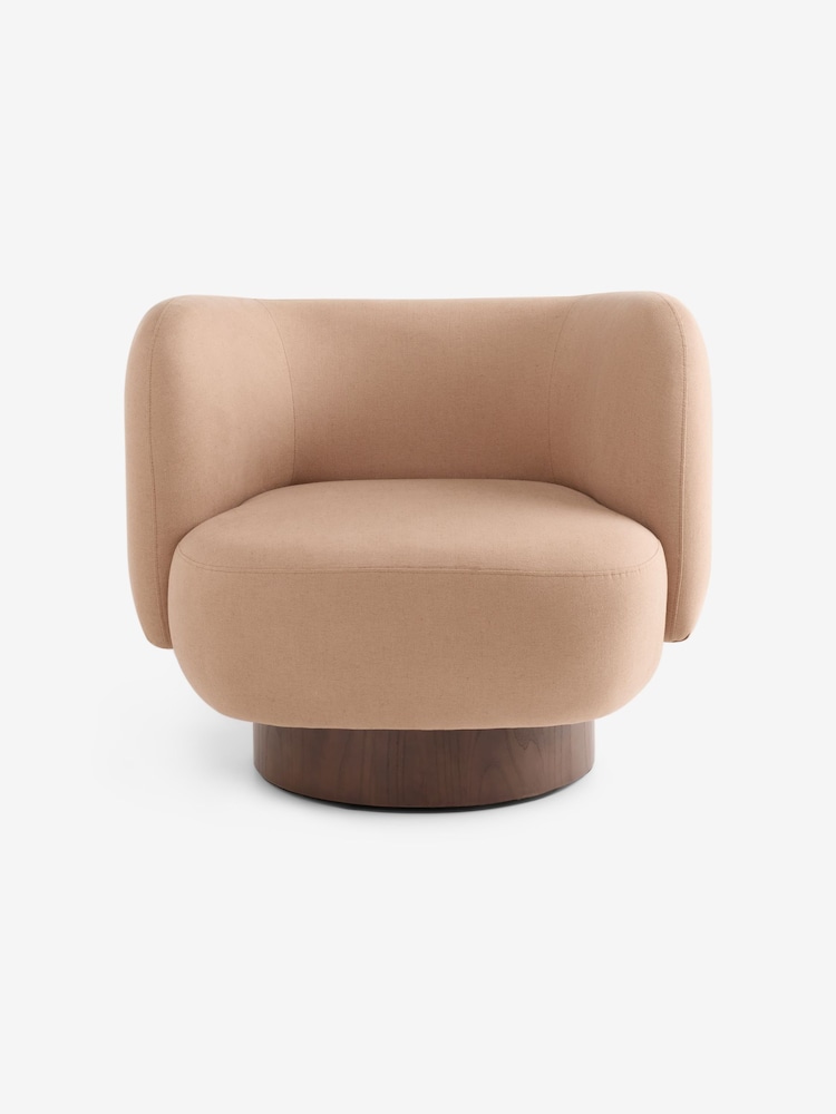 MADE.COM Cotton Linen Blend Tea Rose Pink Novara Swivel Accent Chair - Image 5 of 5 MADE.COM Cotton Linen Blend Tea Rose Pink Novara Swivel Accent Chair - Image 5 of 5