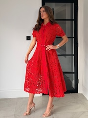 Girl In Mind Meadow Short Sleeve Midi Dress - תמונה 4 מתוך 6