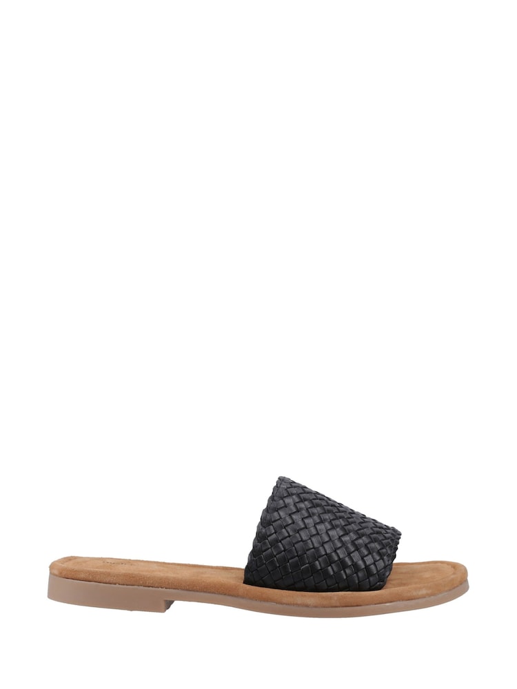 Hush Puppies Black Hetty Slide Wide Fit Sandals - Image 1 of 5 Hush Puppies Black Hetty Slide Wide Fit Sandals - Image 1 of 5