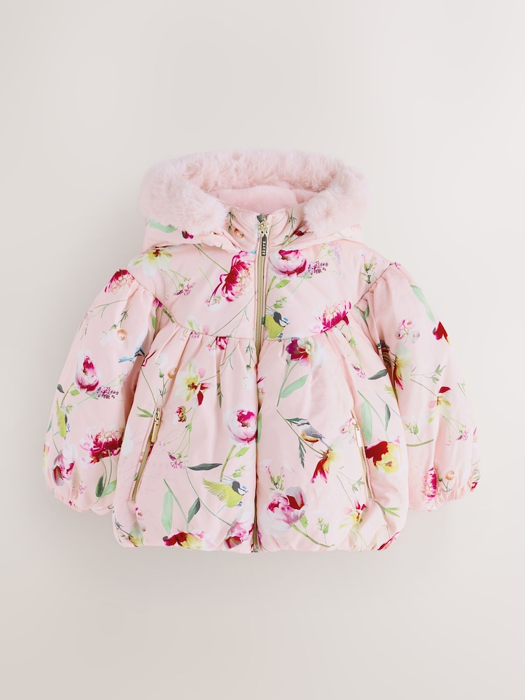 Baker by Ted Baker Shower Resistant Bow Printed Bubble Padded Coat - Image 1 of 5