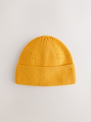 Ochre Yellow Knitted Beanie Hat (1-16yrs) - Image 1 of 3