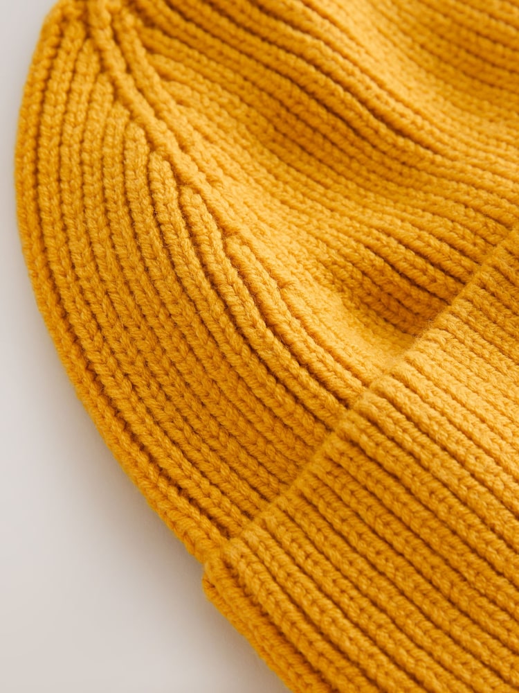 Ochre Yellow Knitted Beanie Hat (1-16yrs) - Image 3 of 3