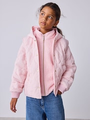 Baker by Ted Baker Pink 3 In 1 Borg Quilted Gilet Coat - Image 1 of 16