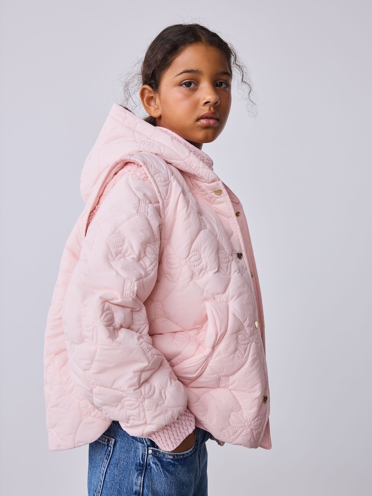 Baker by Ted Baker Pink 3 In 1 Borg Quilted Gilet Coat - Image 2 of 16 Baker by Ted Baker Pink 3 In 1 Borg Quilted Gilet Coat - Image 2 of 16