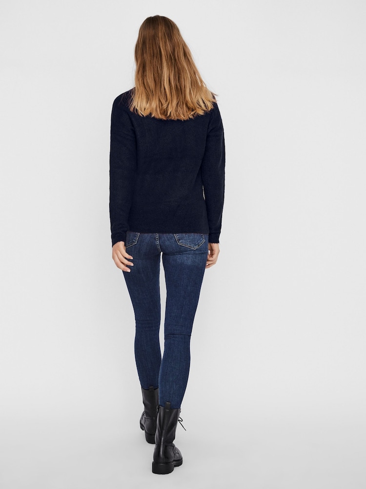 VERO MODA Navy Soft Touch V-Neck Knitted Jumper - Image 2 of 5 VERO MODA Navy Soft Touch V-Neck Knitted Jumper - Image 2 of 5