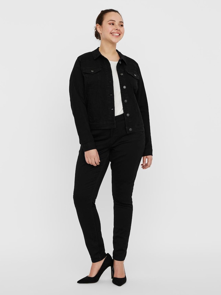 VERO MODA Black Curve Slim Fit Denim Jacket - Image 1 of 5