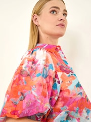 Roman Orange Abstract Print Buttoned Blouse - Image 1 of 5