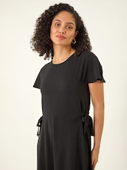Roman Black Side Tie Detail Midi Dress - Image 4 of 5