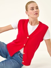 Prednji pleteni prsluk sa dugmetom rimske školjke - Slika 1 od 5