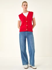 Prednji pleteni prsluk sa dugmetom rimske školjke - Slika 2 od 5