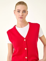 Prednji pleteni prsluk sa dugmetom rimske školjke - Slika 4 od 5