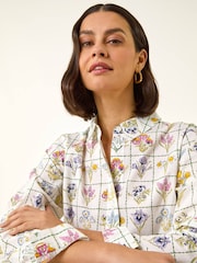 Roman White Botanical Collared Shirt - Image 1 of 5