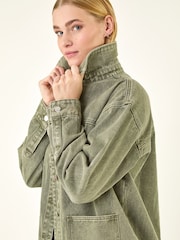 Roman Green Denim Button Front Pocket Jacket - Image 1 of 5