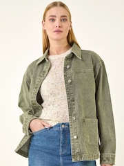 Roman Green Denim Button Front Pocket Jacket - Image 4 of 5