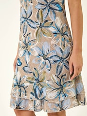 Roman Grey Floral Print Double Layer Dress - Image 5 of 5