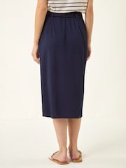 Roman Blue Textured Belted Pencil Skirt - Image 3 of 5