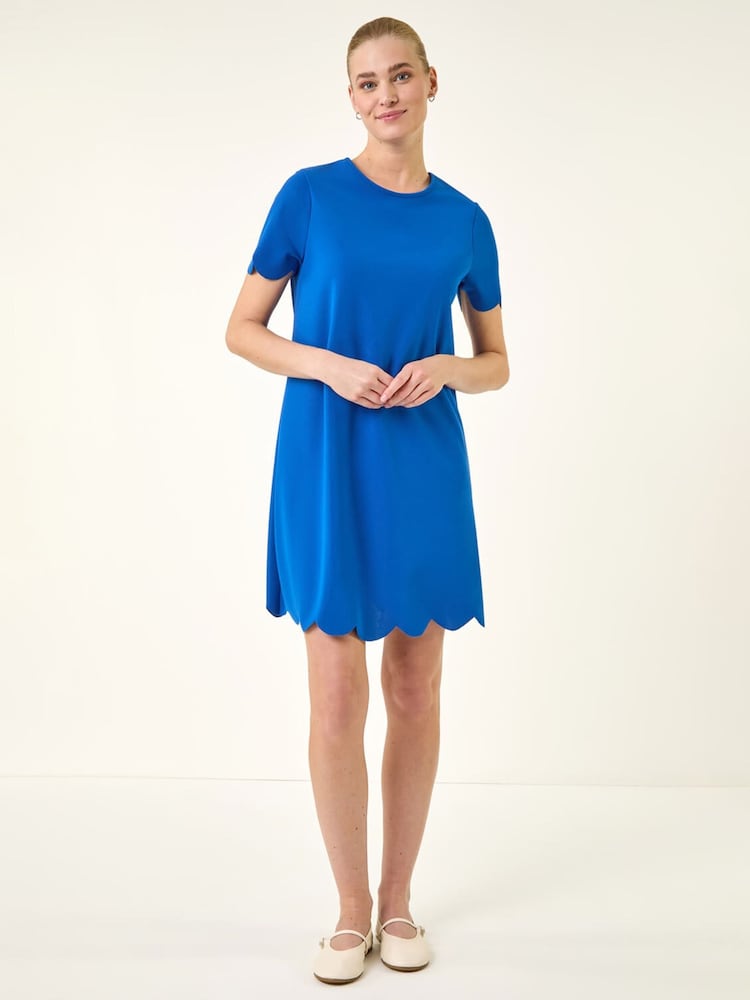 scalloped shirt dress Sail to Sable Scalloped Linen Shift Dress
