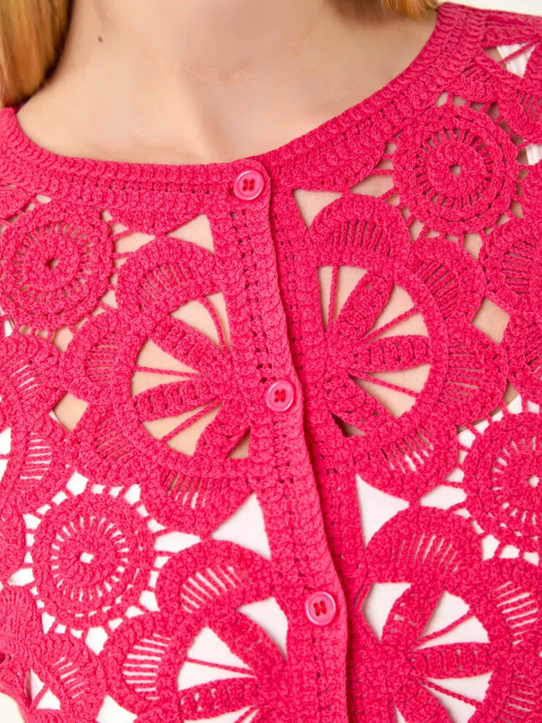 Buy Roman Pink Crochet Knit Cardigan from the Next UK online shop